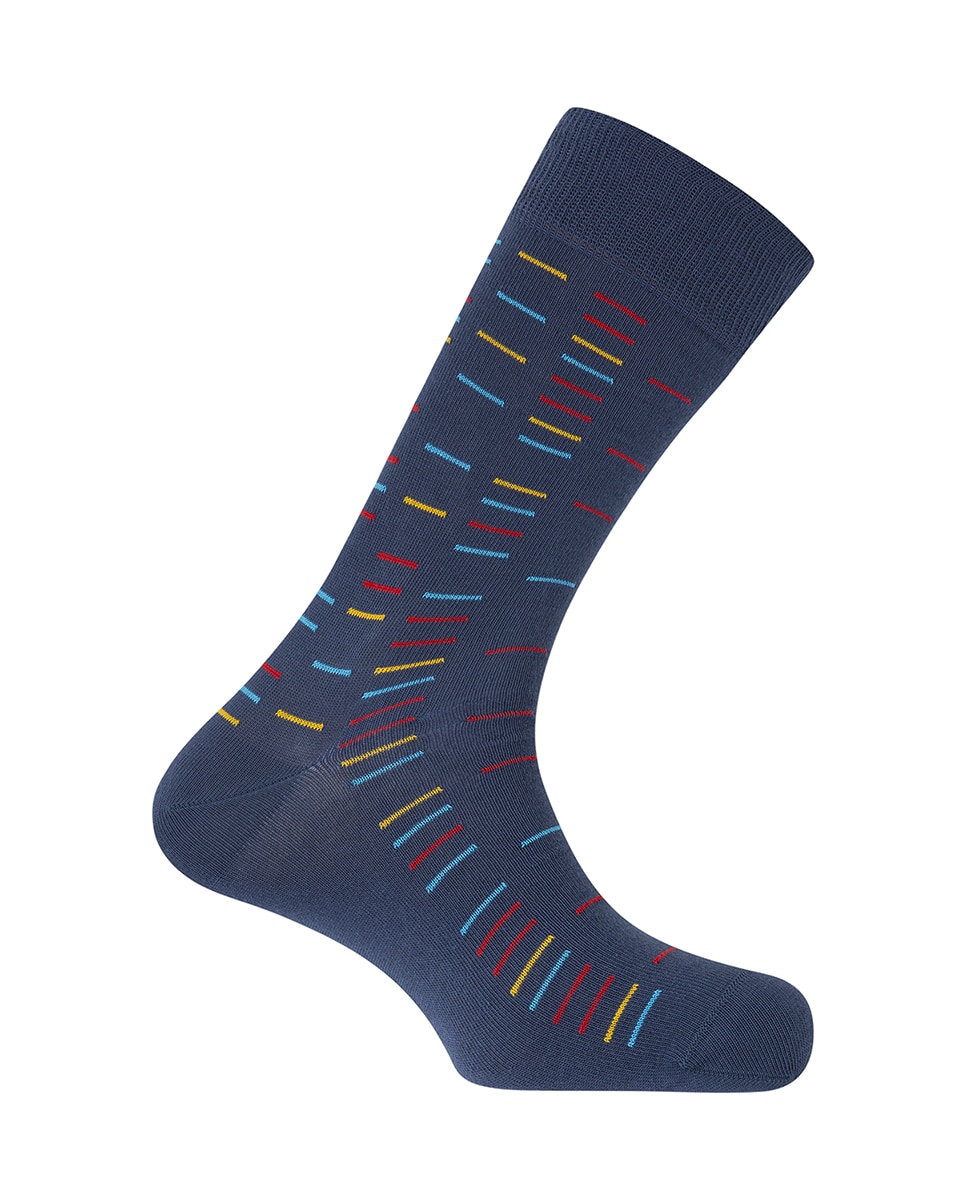 Caja pack de 3 pares de calcetines cortos de algodón orgánico de hombre - Punto Blanco - Azul Azul-6