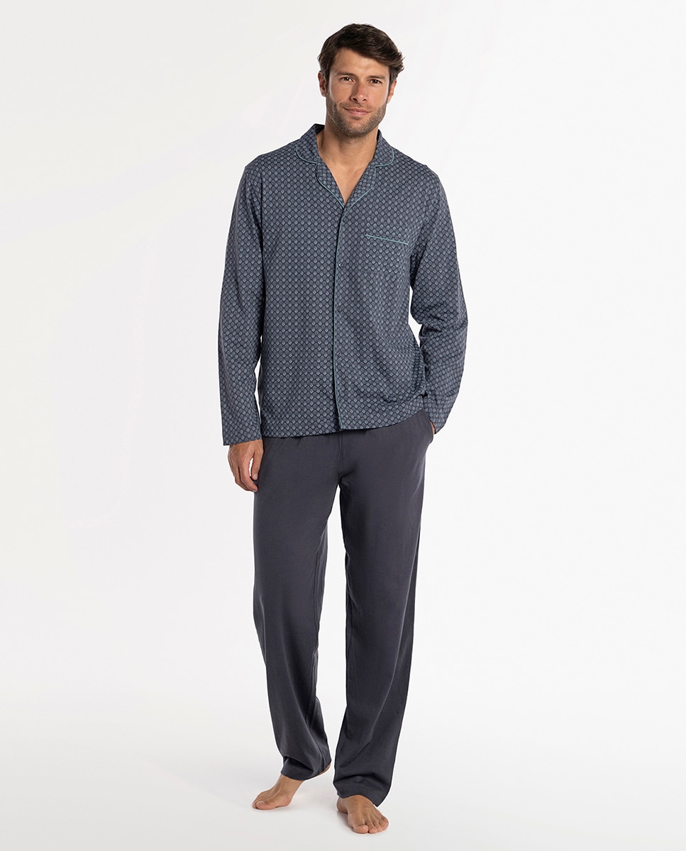 Imagen 1 de Pijama largo de hombre  de punto Gris