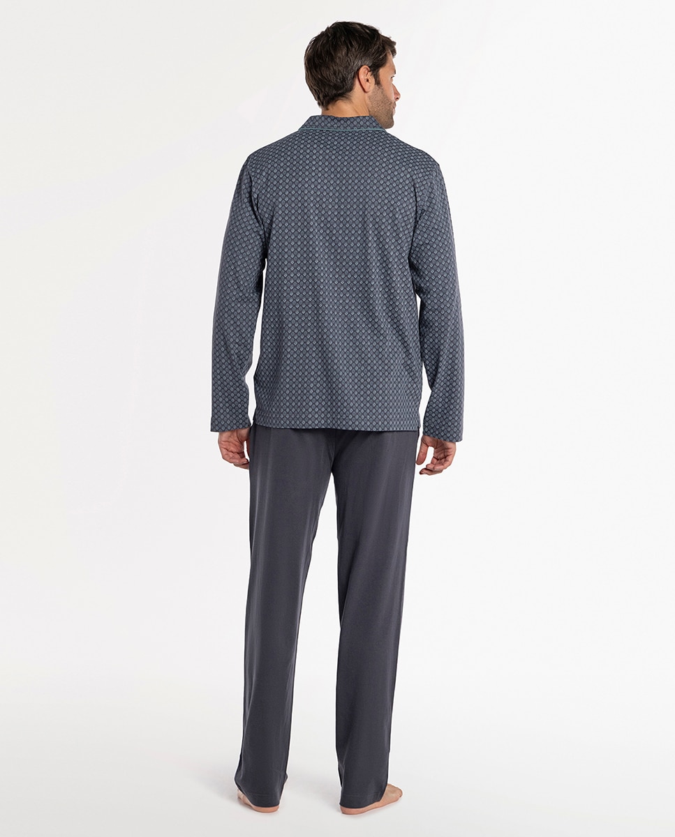 Imagen 2 de Pijama largo de hombre de punto - Punto Blanco - Gris Gris