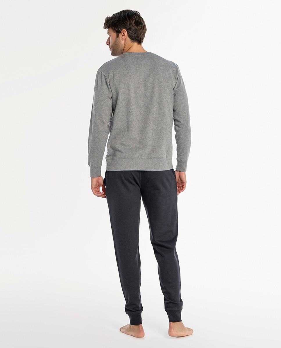 Imagen 2 de Pijama largo de hombre de punto - Punto Blanco - Gris Gris