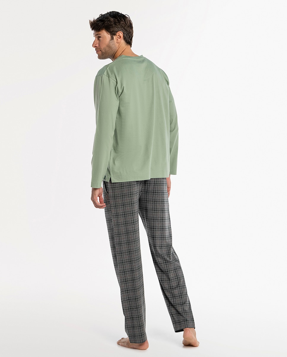Imagen 2 de Pijama largo de hombre de punto - Punto Blanco - Verde Verde
