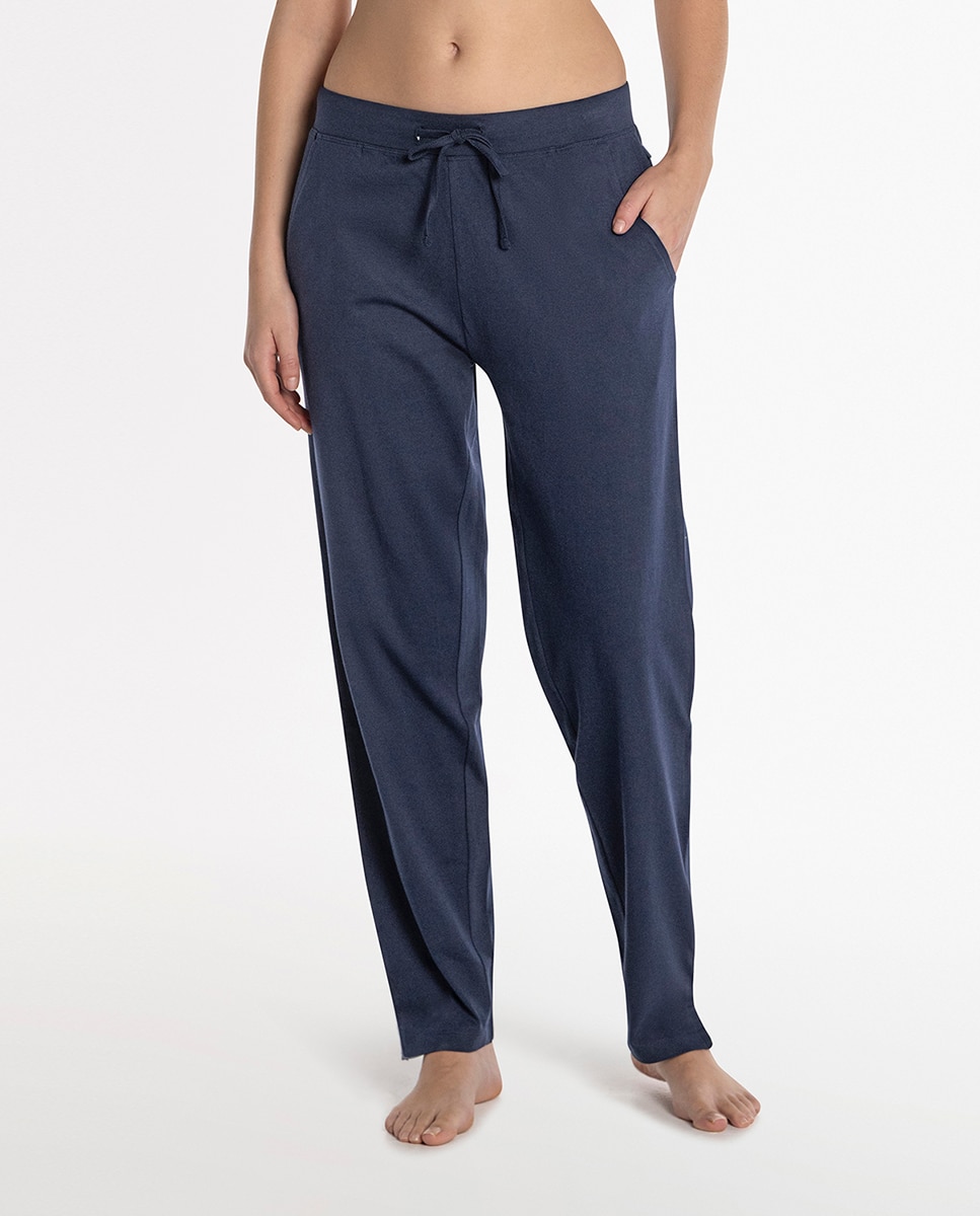 Pantalón homewear de mujer de algodón - Punto Blanco - Azul Azul-2