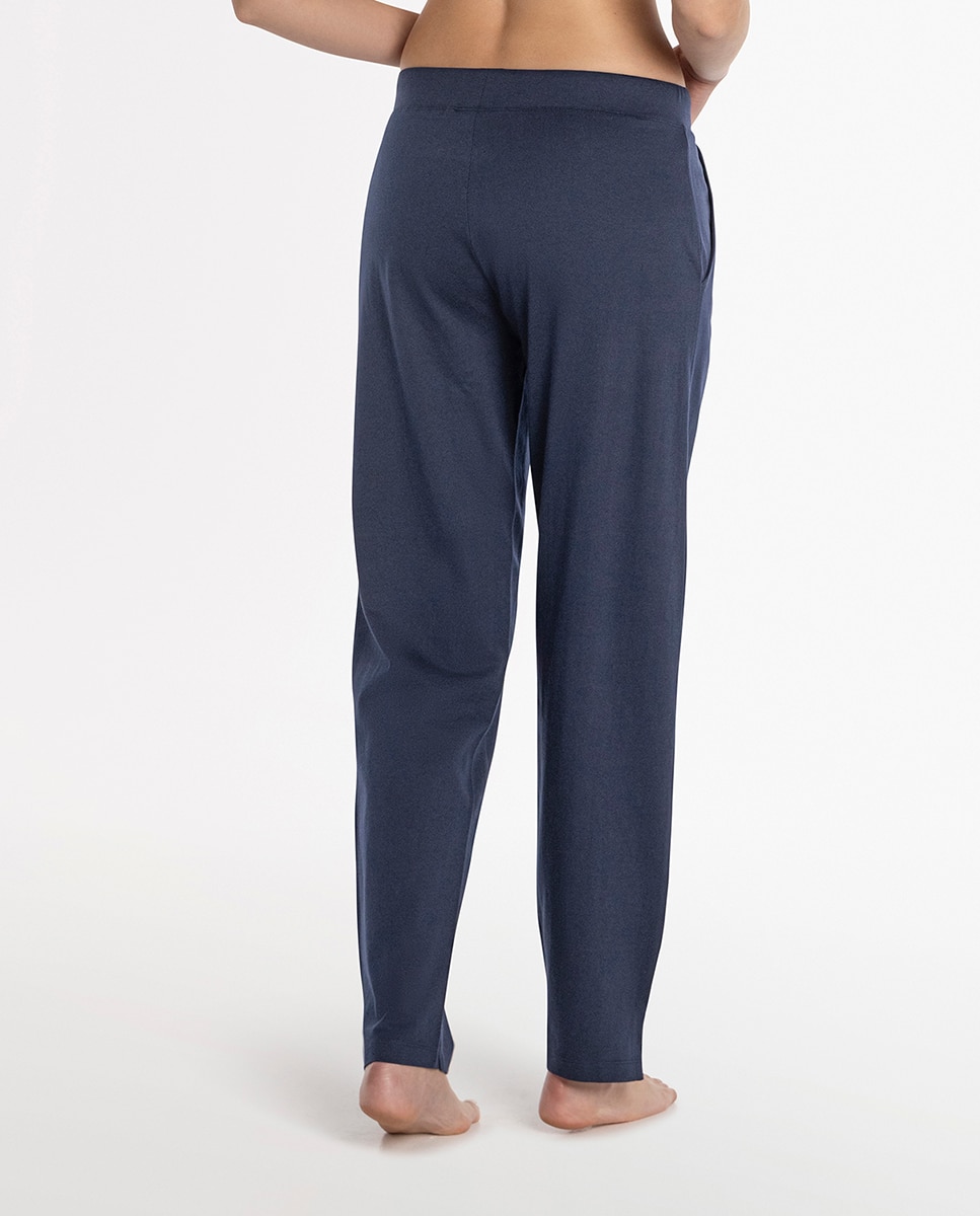 Pantalón homewear de mujer de algodón - Punto Blanco - Azul Azul-3