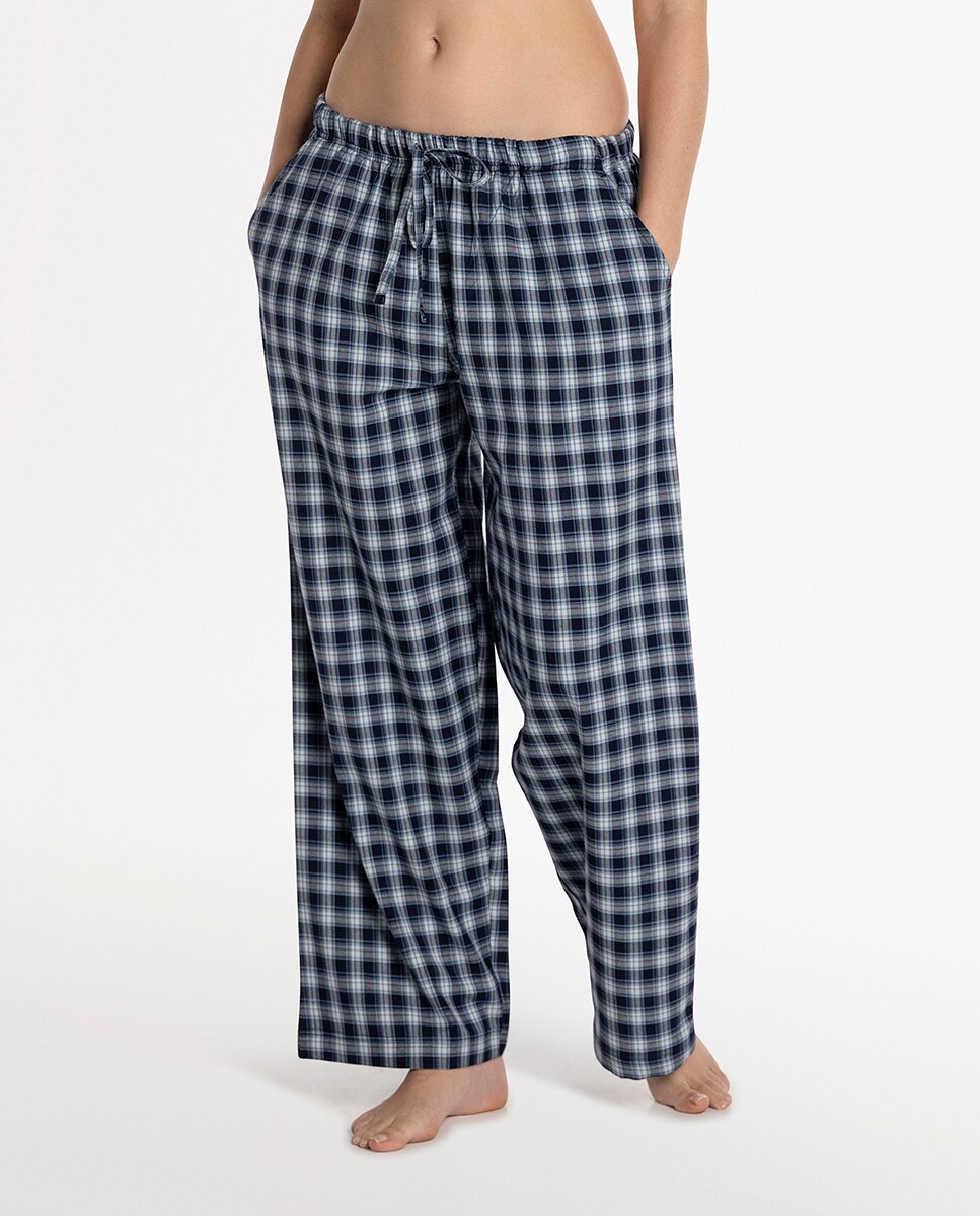 Pantalón homewear de mujer de algodón - Punto Blanco - Azul marino Azul marino-2