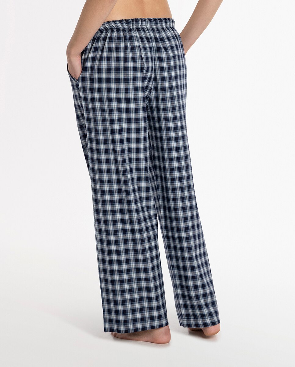 Pantalón homewear de mujer de algodón - Punto Blanco - Azul marino Azul marino-3