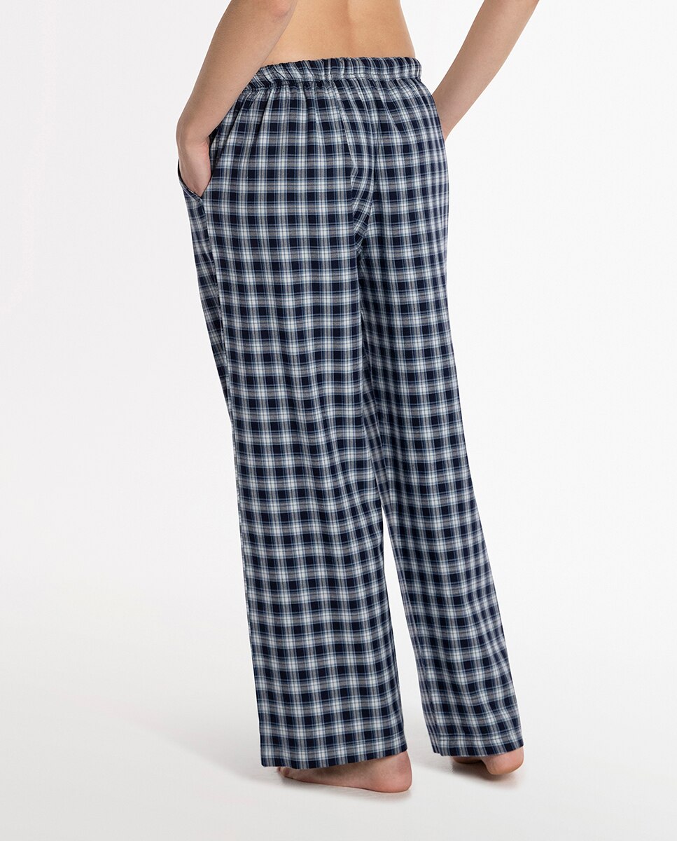 Pantalón homewear de mujer de algodón - Punto Blanco - Azul marino Azul marino-4