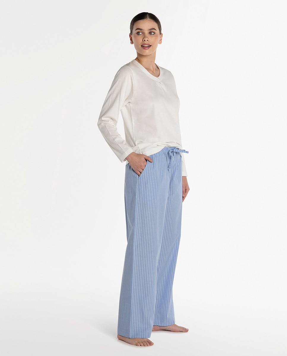Pijama de mujer de algodón - Punto Blanco - Blanco Blanco-1