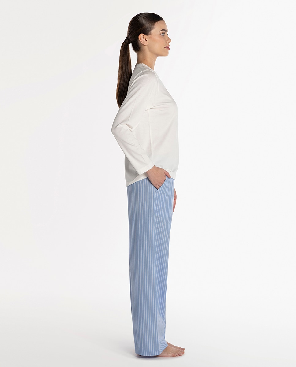 Pijama de mujer de algodón - Punto Blanco - Blanco Blanco-3