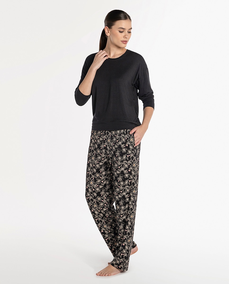 Imagen 0 de Pijama de mujer de modal elástico Negro
