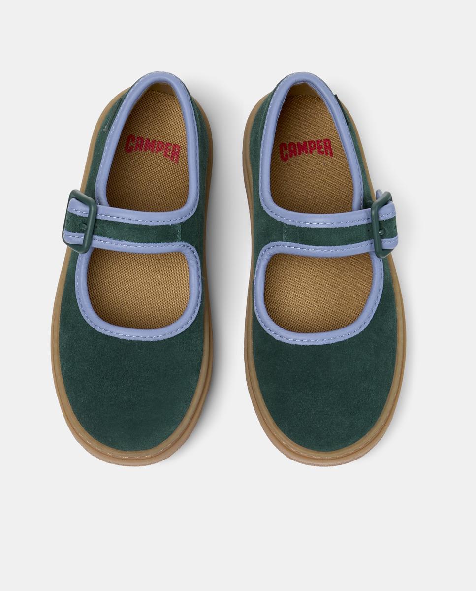 Bailarinas de niña kiddo de piel con hebilla - Camper - Verde Verde-2