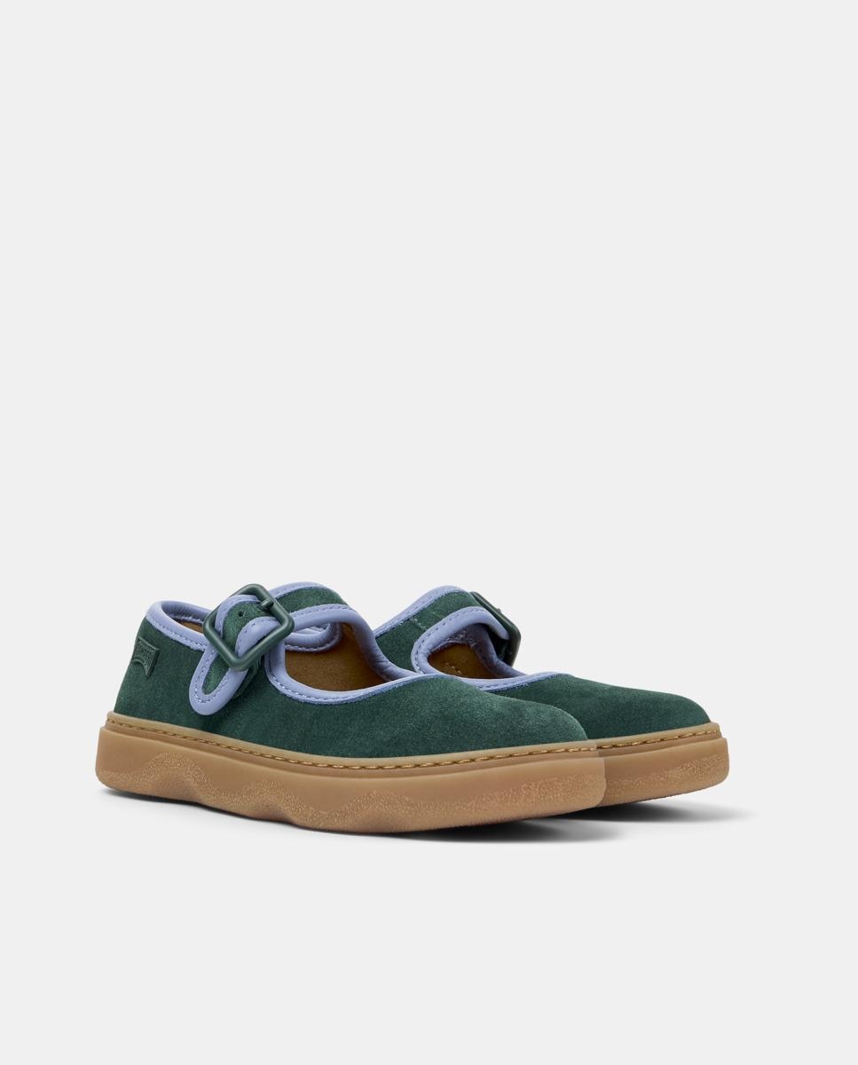 Bailarinas de niña kiddo de piel con hebilla - Camper - Verde Verde-6