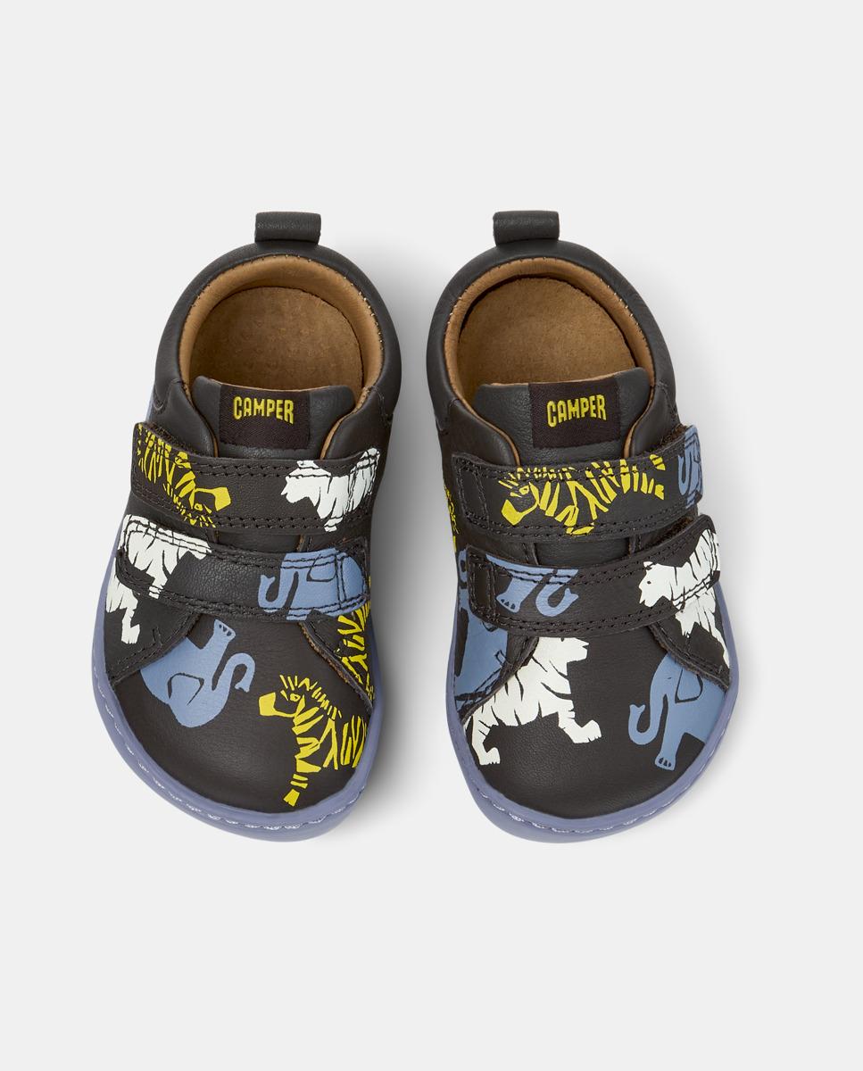 Zapatillas de piel de niños peu cami con cierre adherente - Camper - Gris Gris-2