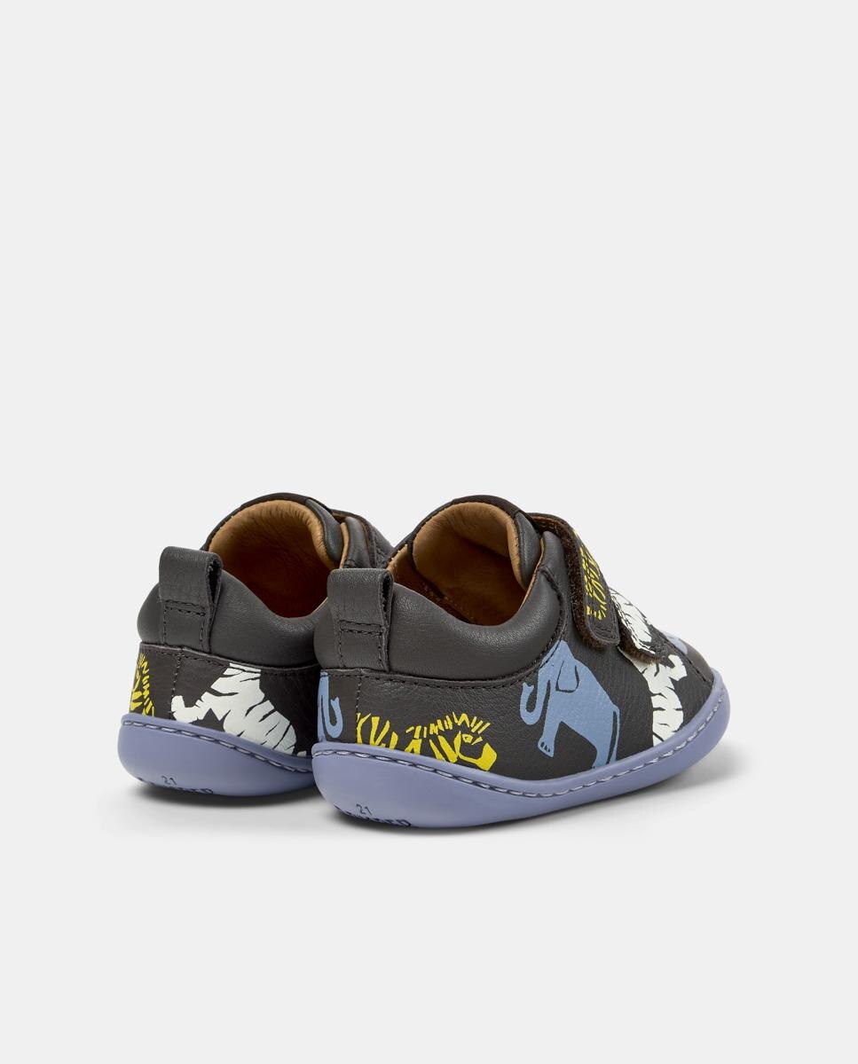 Zapatillas de piel de niños peu cami con cierre adherente - Camper - Gris Gris-3