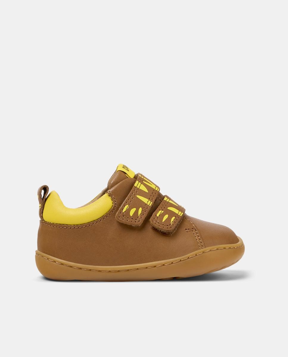 Zapatillas de piel de niños peu cami con cierre adherente - Camper - Marrón Marrón-1