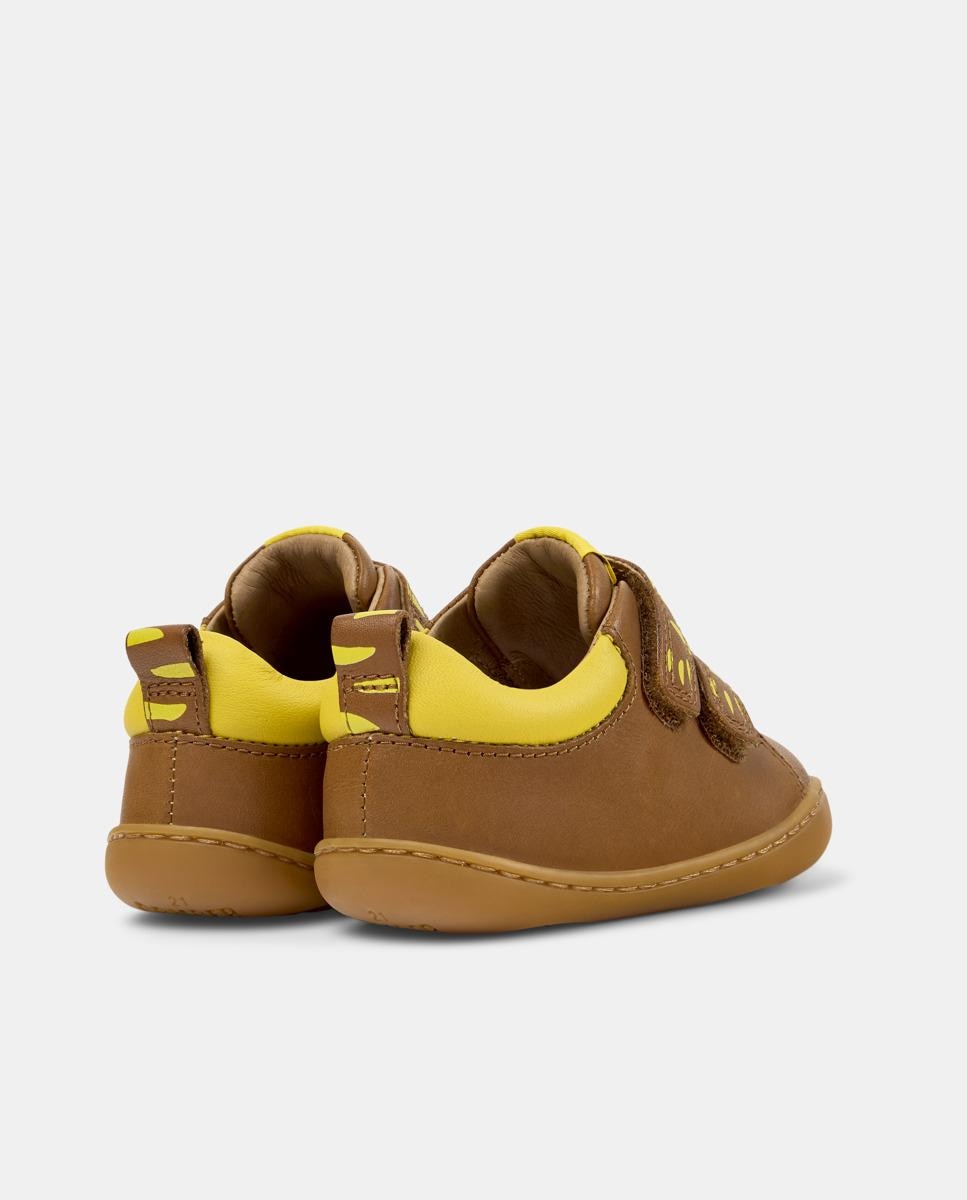 Zapatillas de piel de niños peu cami con cierre adherente - Camper - Marrón Marrón-3