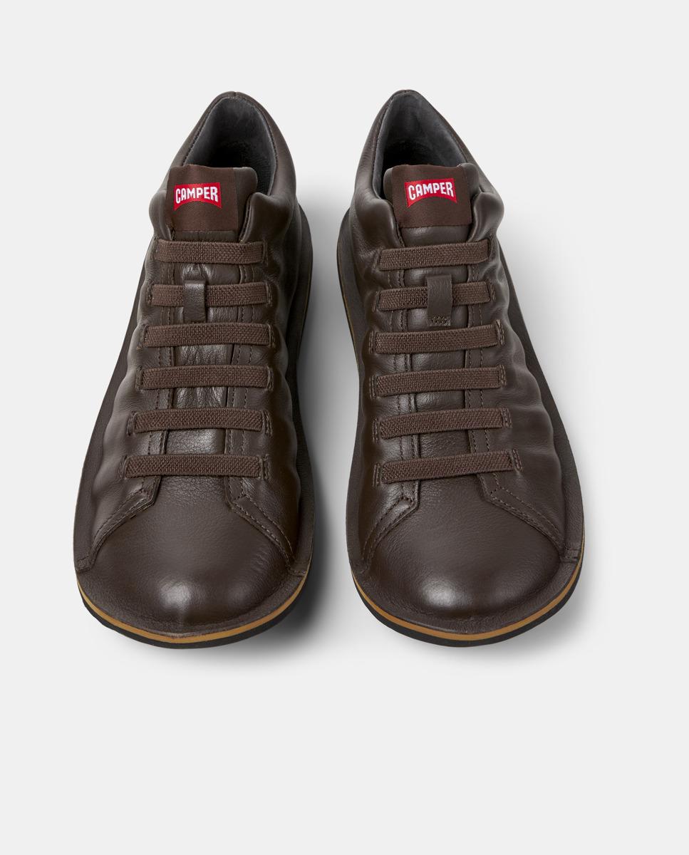 Zapatillas de piel de hombre Beetle con cordones - Camper - Marrón oscuro Marrón oscuro-3