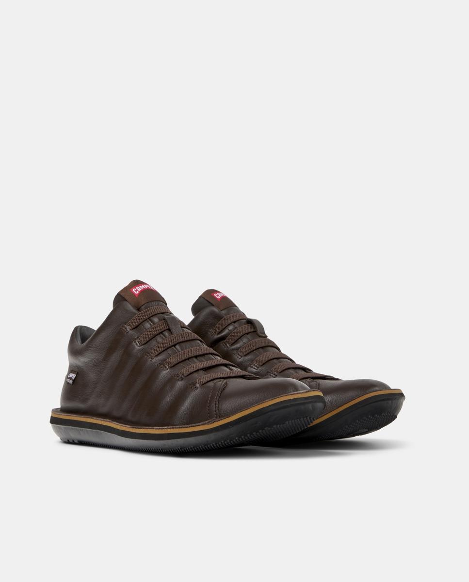 Zapatillas de piel de hombre Beetle con cordones - Camper - Marrón oscuro Marrón oscuro-5