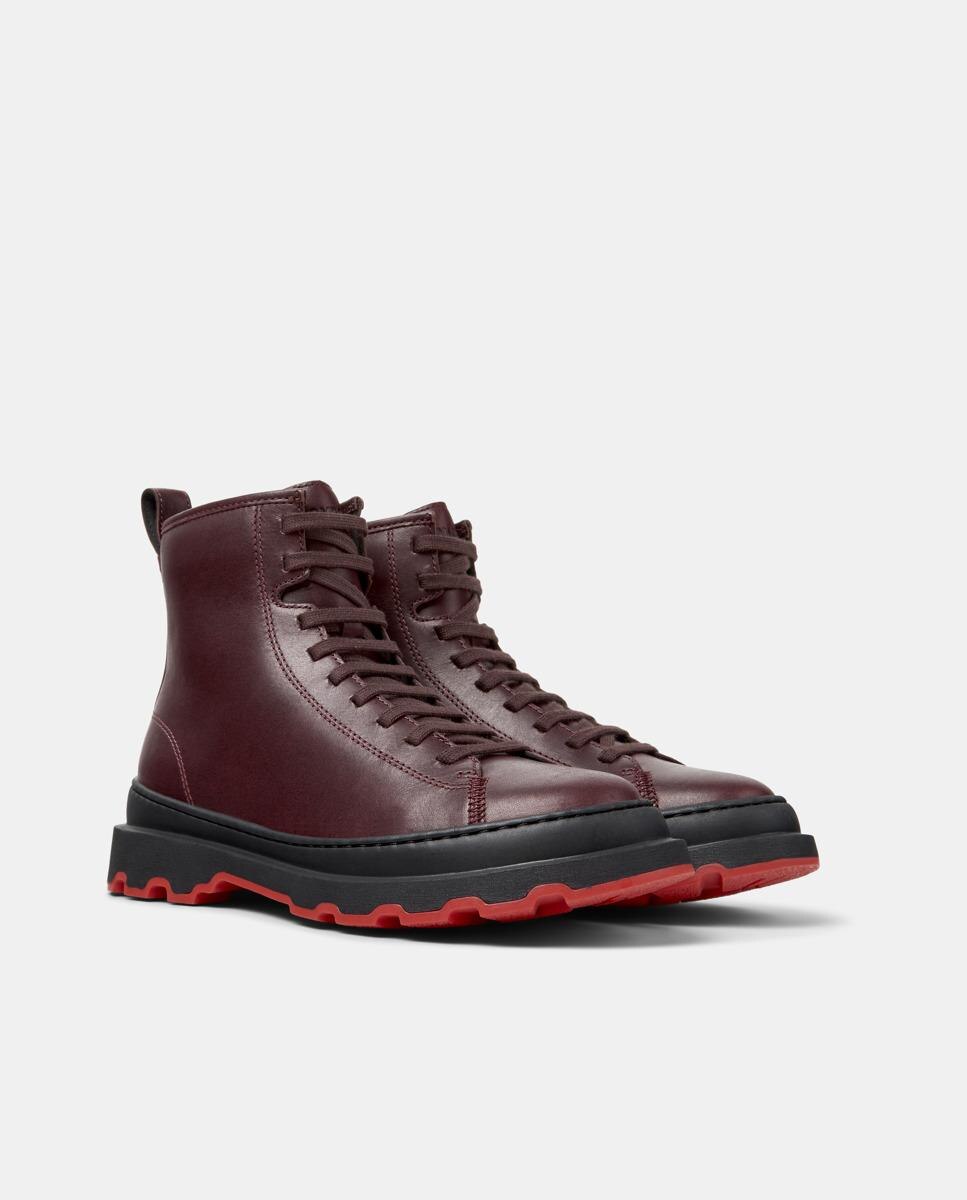 Botines militares de mujer de piel brutus+ - Camper - Burdeos Burdeos-5