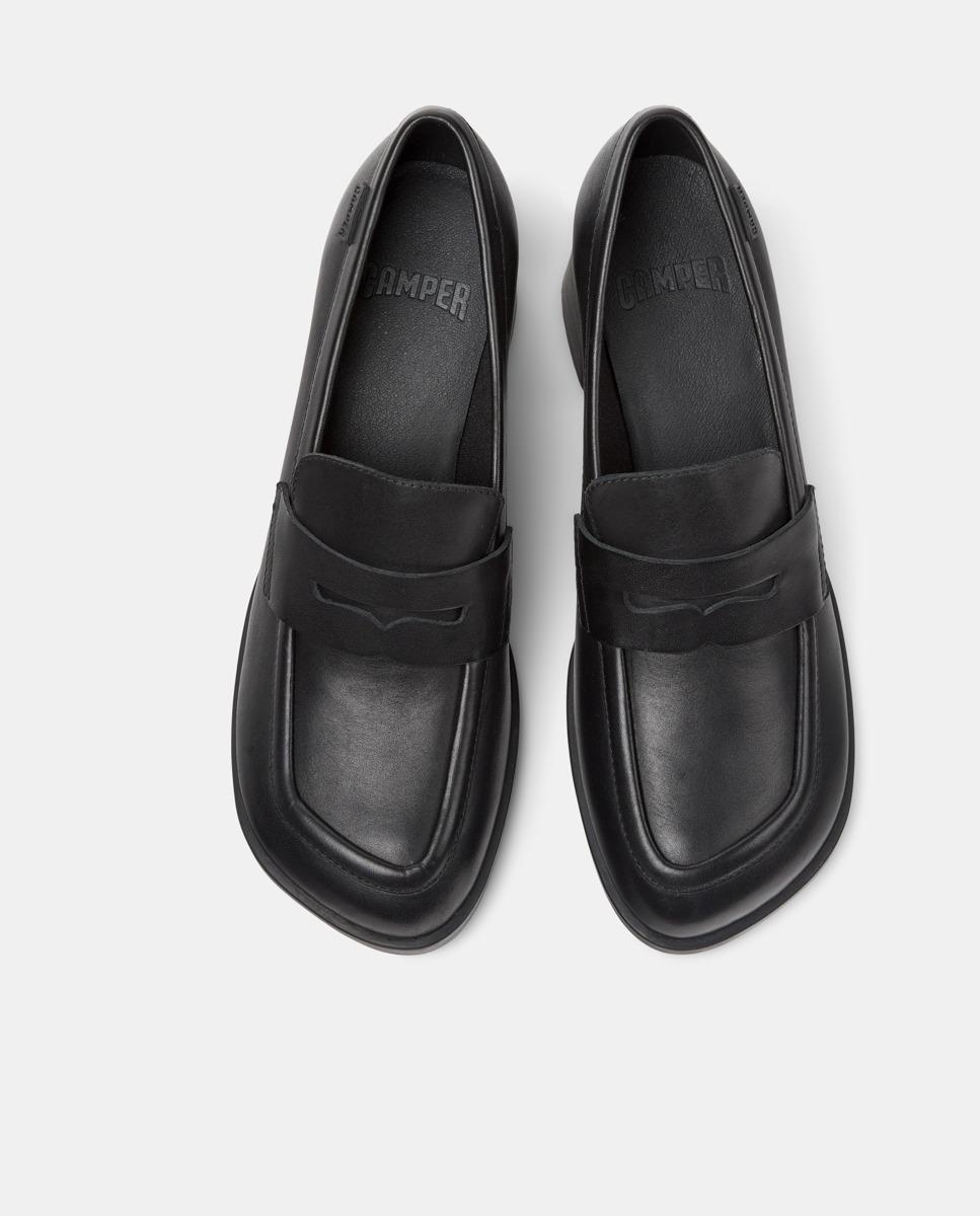 Mocasines de mujer kora de piel con tacón bloque - Camper - Negro Negro-3