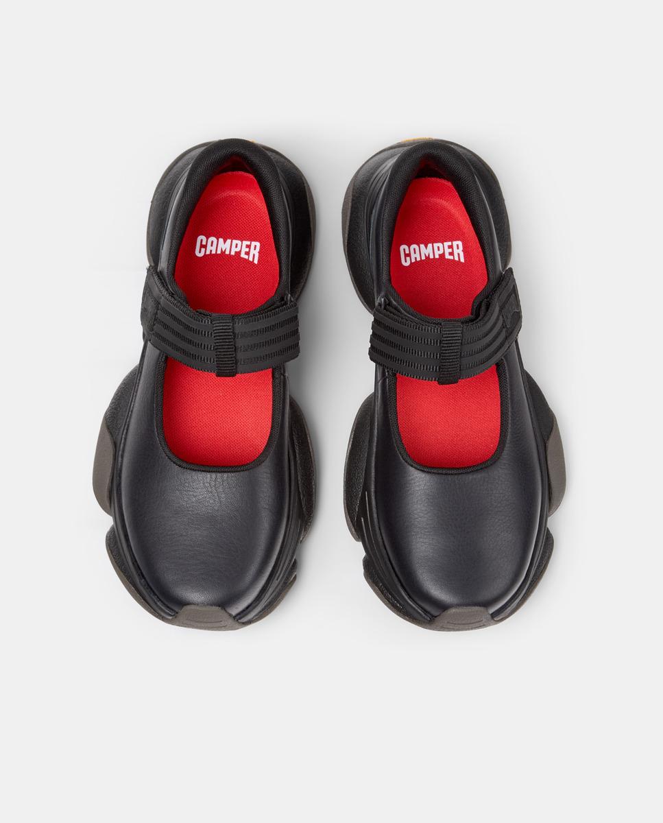 Merceditas planas de mujer de piel karst 2 - Camper - Negro Negro-3