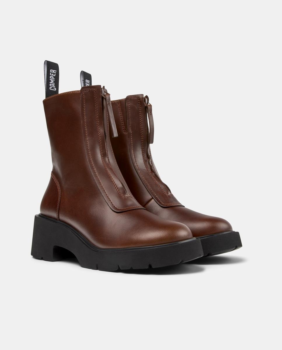 Botines de piel de mujer milah - Camper - Marrón Marrón-5