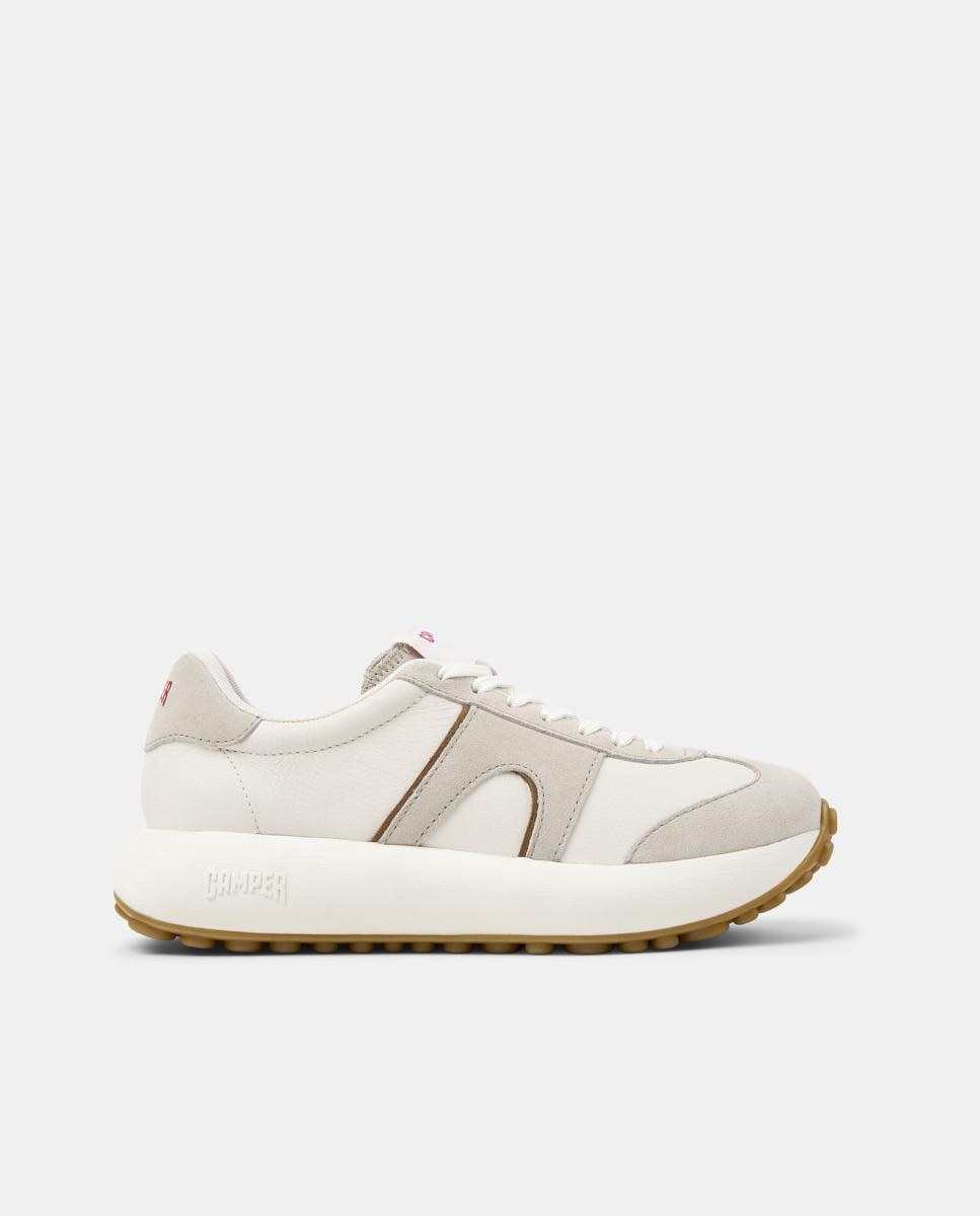 Zapatillas de piel de mujer Pelotas Athens con cordones - Camper - Blanco Blanco-1