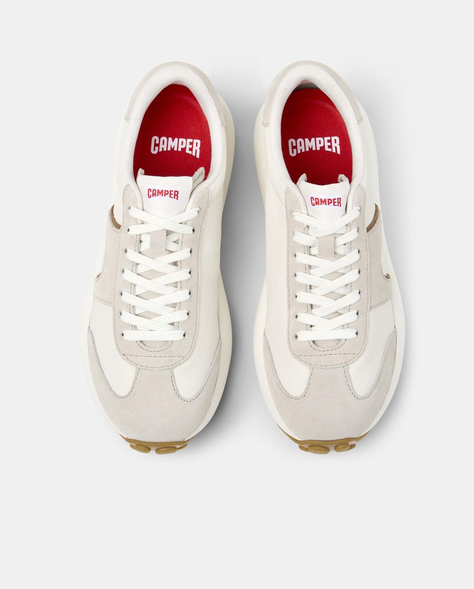 Zapatillas de piel de mujer Pelotas Athens con cordones - Camper - Blanco Blanco-3