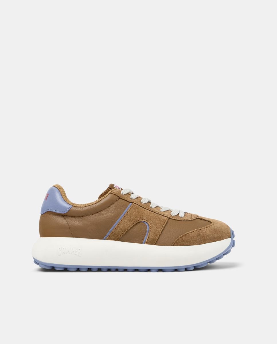 Zapatillas de piel de mujer Pelotas Athens con cordones - Camper - Marrón Marrón-1