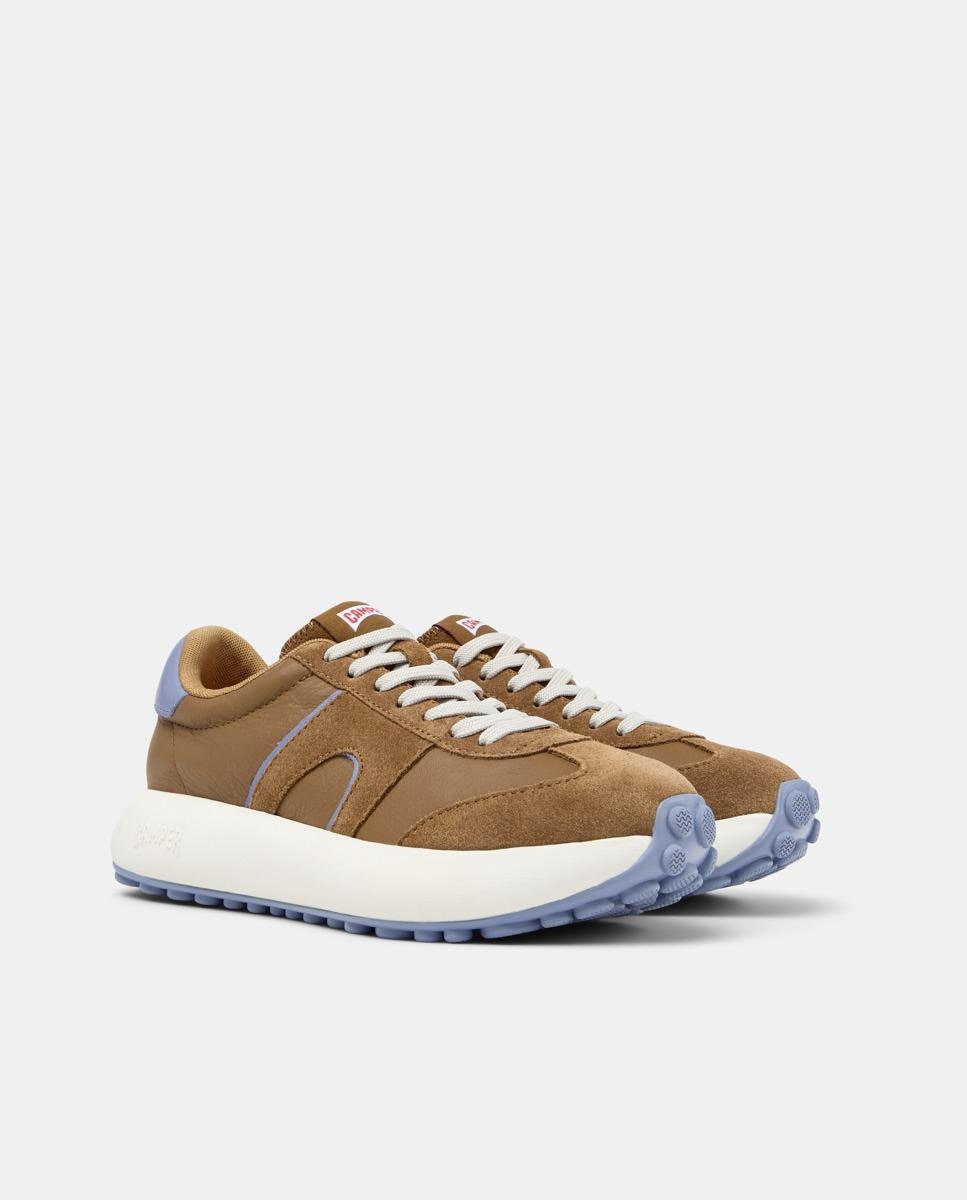Zapatillas de piel de mujer Pelotas Athens con cordones - Camper - Marrón Marrón-5