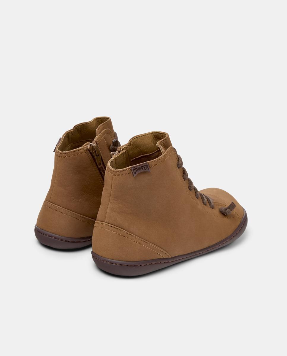 Botines de mujer peu cami de piel con cierre de cordones - Camper - Marrón Marrón-2