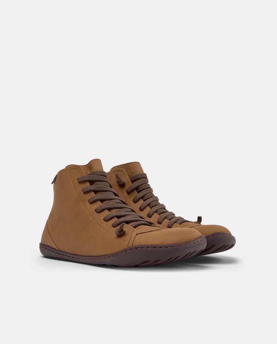 Botines de mujer peu cami de piel con cierre de cordones - Camper - Marrón Marrón-5