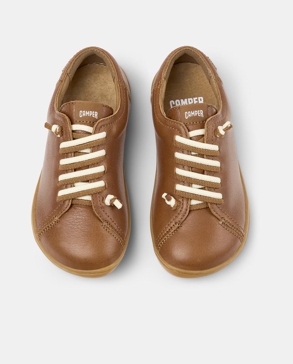 Zapatillas de piel de niña peu cami con cordones - Camper - Marrón Marrón-2