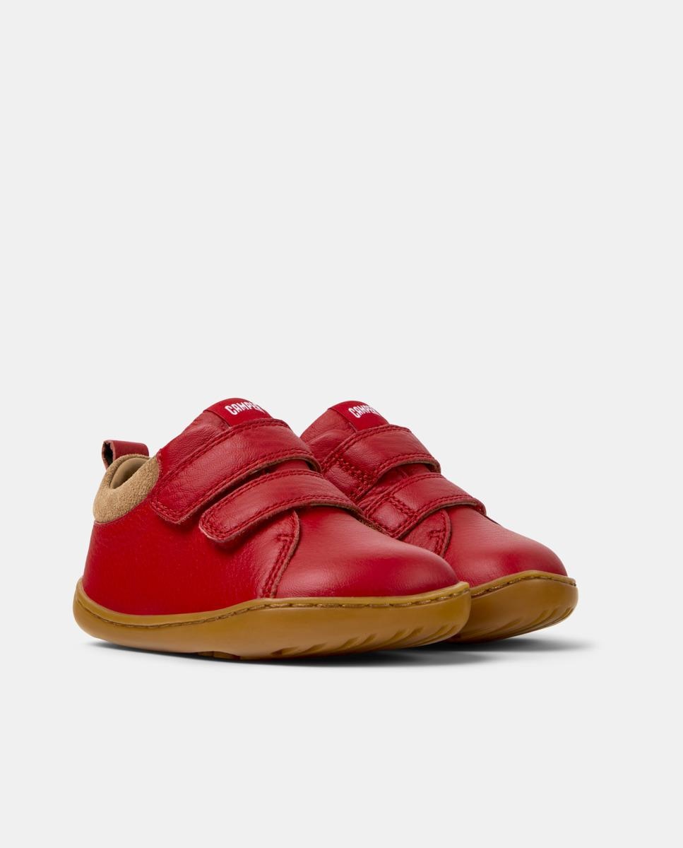 Zapatillas de piel de niños peu cami con cierre adherente - Camper - Rojo Rojo-5