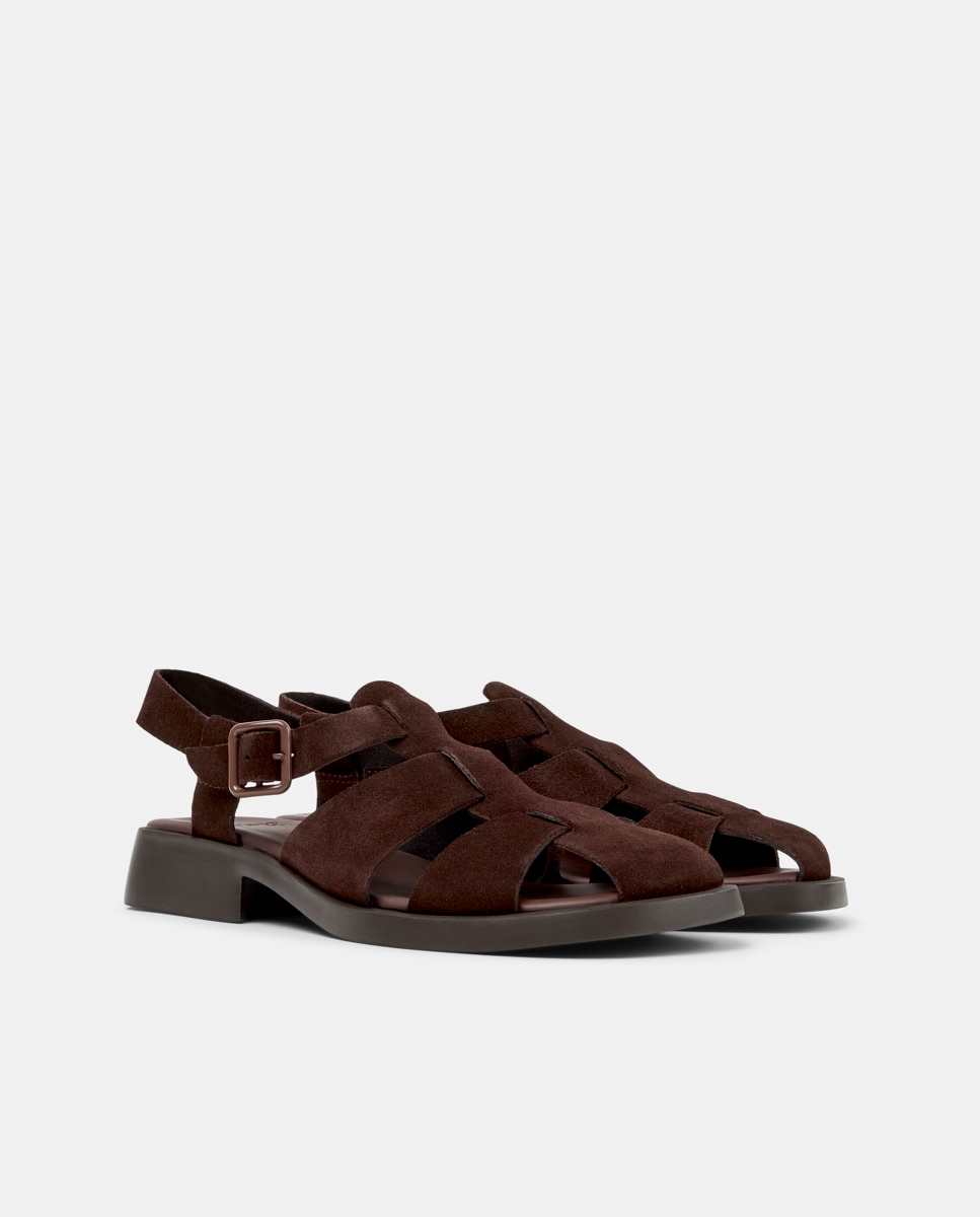 Sandalias con tiras de mujer dana de piel - Camper - Marrón claro Marrón claro-3