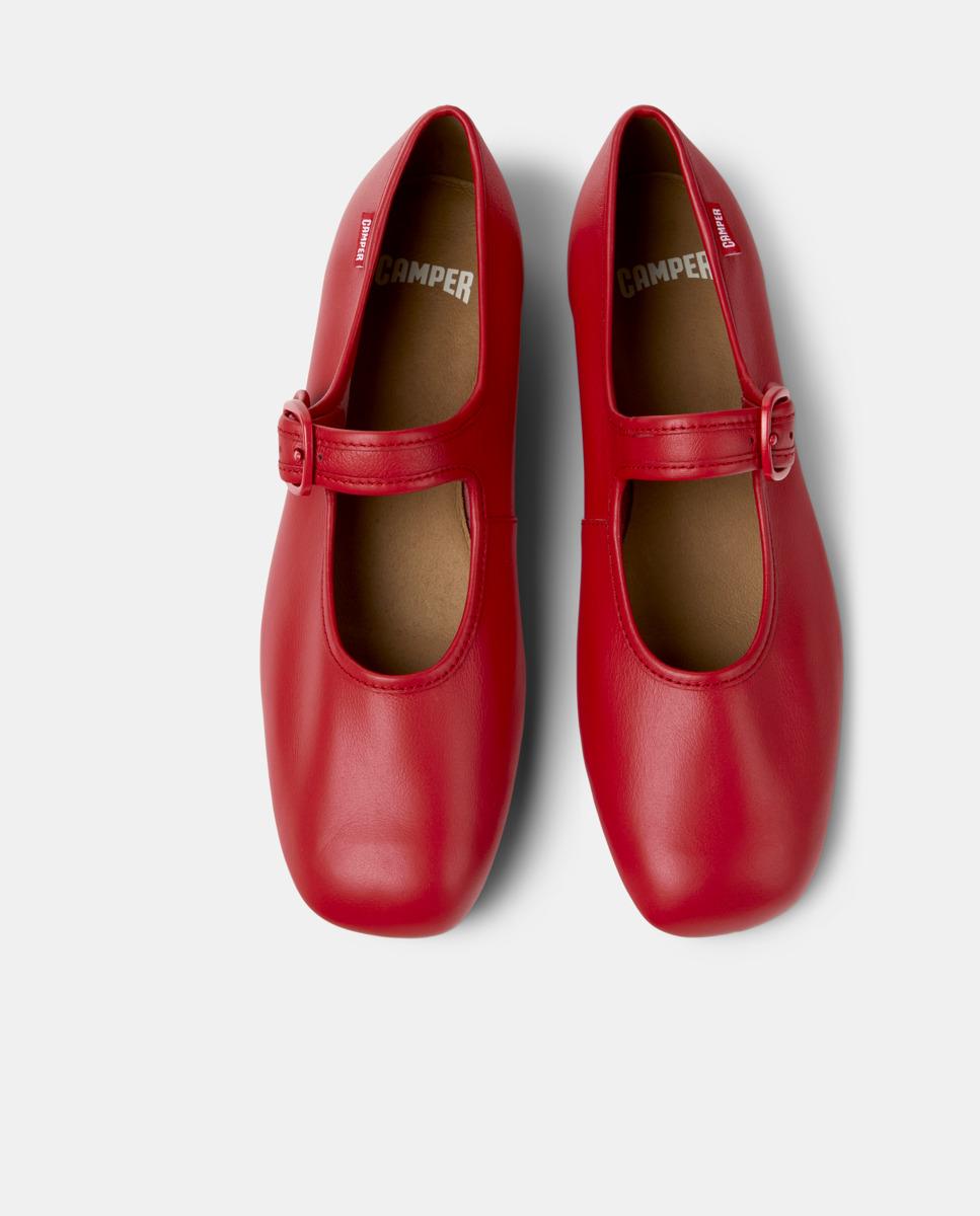 Merceditas planas de mujer casi myra de piel - Camper - Rojo Rojo-3