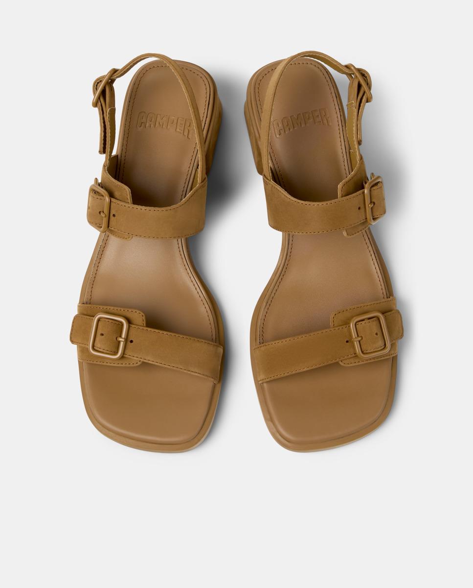 Sandalias de tacón de mujer kora de piel - Camper - Marrón Marrón-3