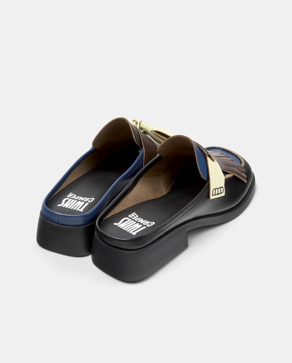 Mules de mujer de piel donna twins - Camper - Negro / Azul Negro / Azul-2
