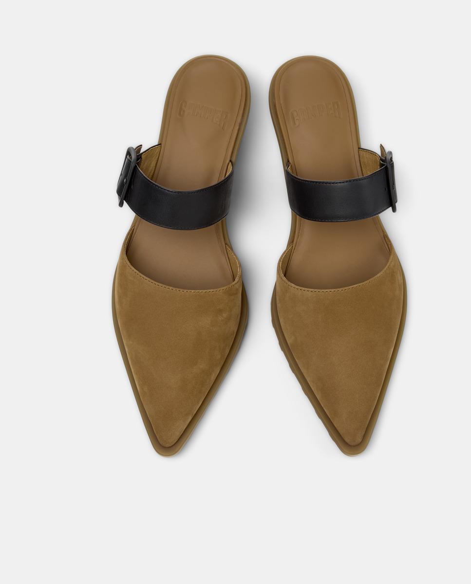 Mules de mujer de piel anita - Camper - Camel Camel-3