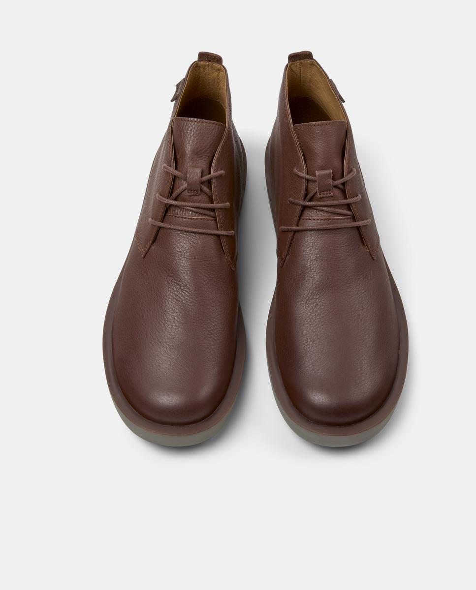Botines piel de hombre wagon con cordones - Camper - Marrón Marrón-3