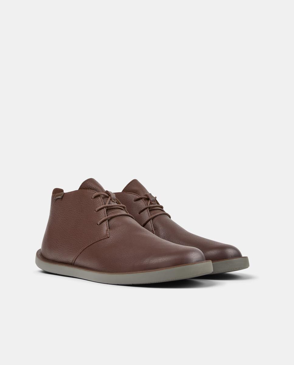 Botines piel de hombre wagon con cordones - Camper - Marrón Marrón-5