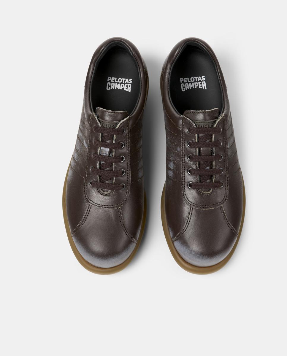 Zapatillas de piel de mujer pelotas ariel con cordones - Camper - Marrón oscuro Marrón oscuro-3