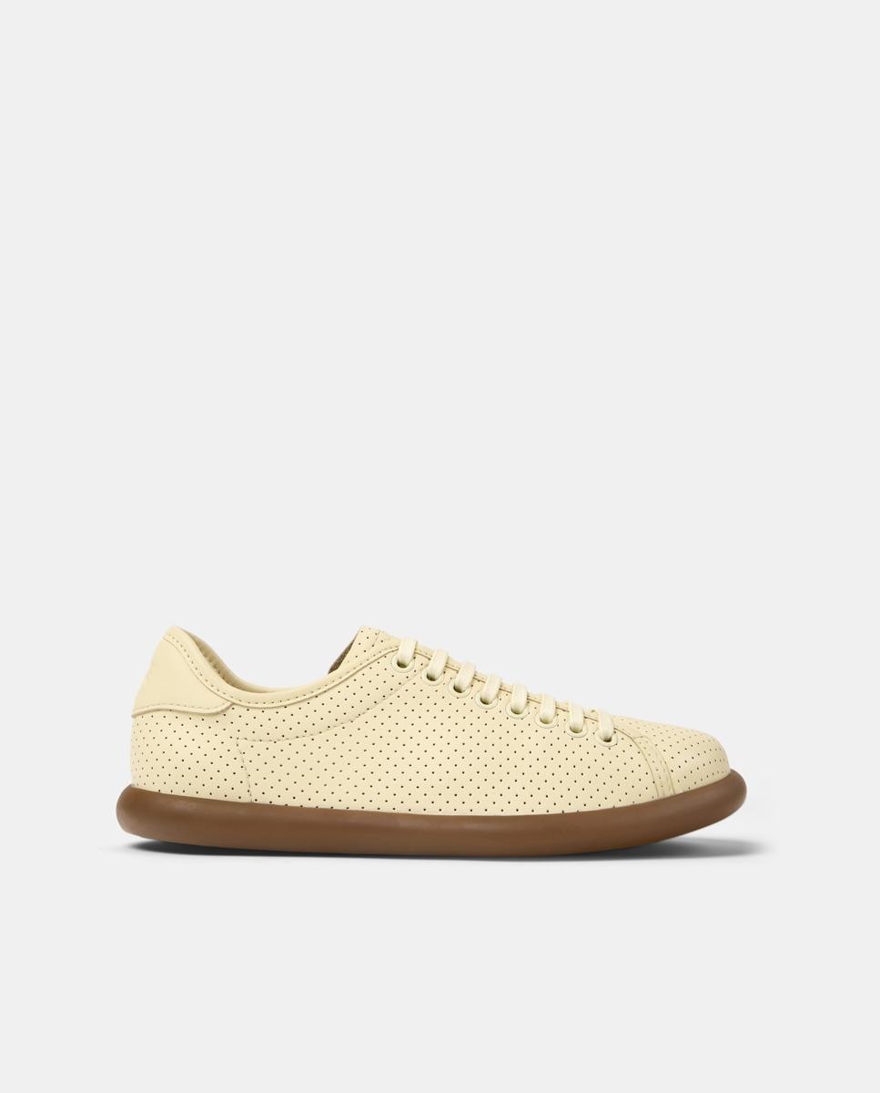 Zapatillas de piel de mujer pelotas soller con cordones - Camper - Crema Crema-1