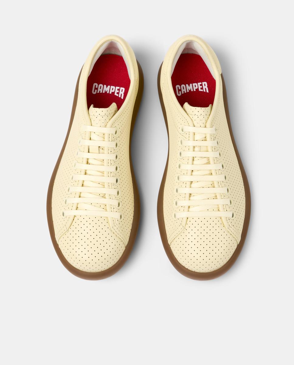Zapatillas de piel de mujer pelotas soller con cordones - Camper - Crema Crema-3