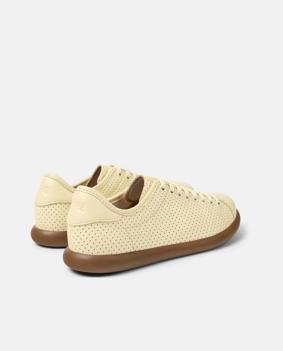 Zapatillas de piel de mujer pelotas soller con cordones - Camper - Crema Crema-2
