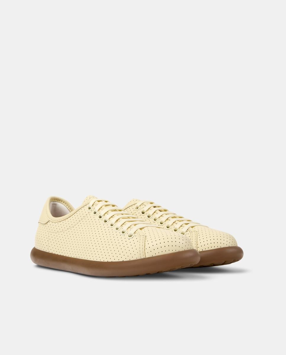 Zapatillas de piel de mujer pelotas soller con cordones - Camper - Crema Crema-5