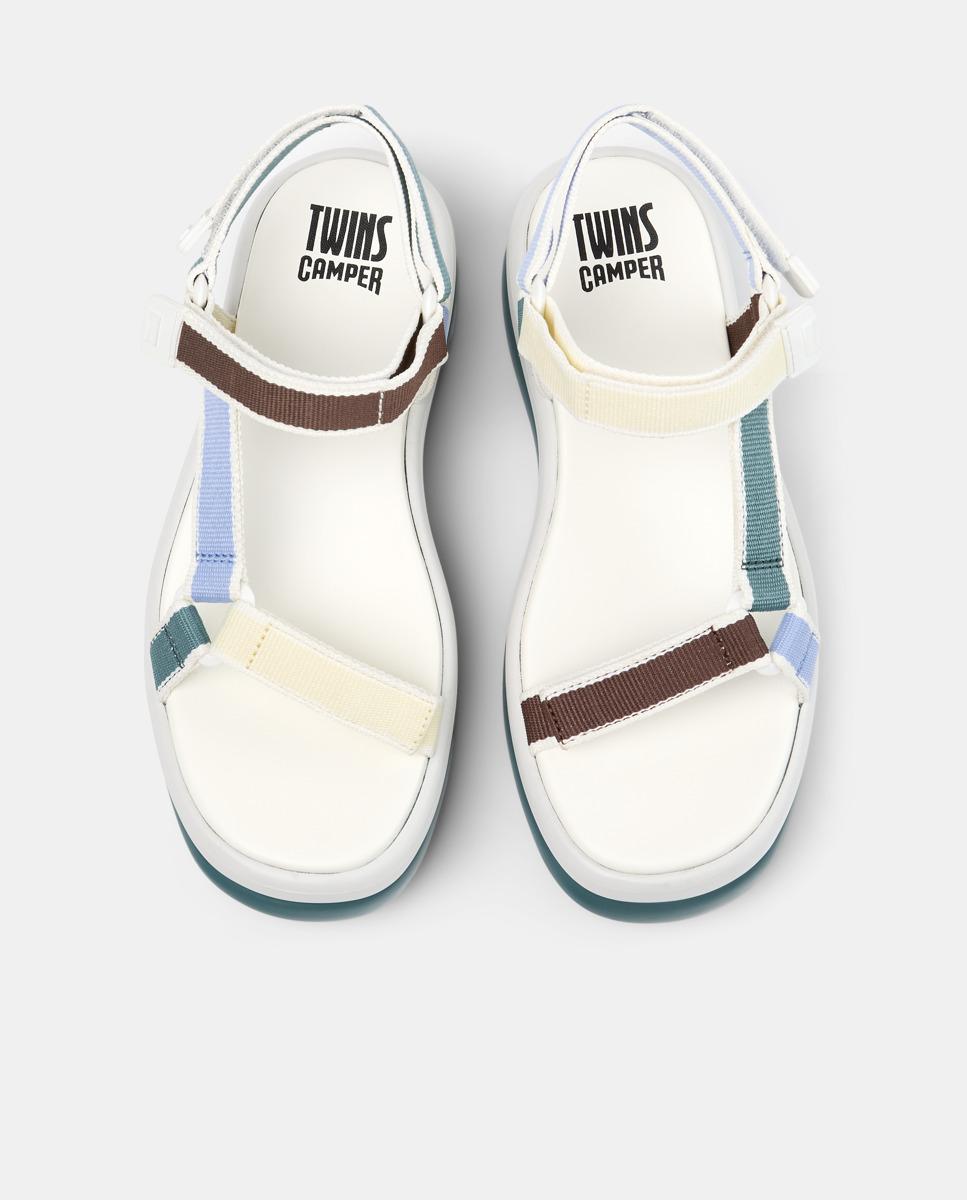 Sandalias de tacón de mujer pelotas flota up twins plataforma - Camper - Blanco / Verde anticuario Blanco / Verde anticuario-3