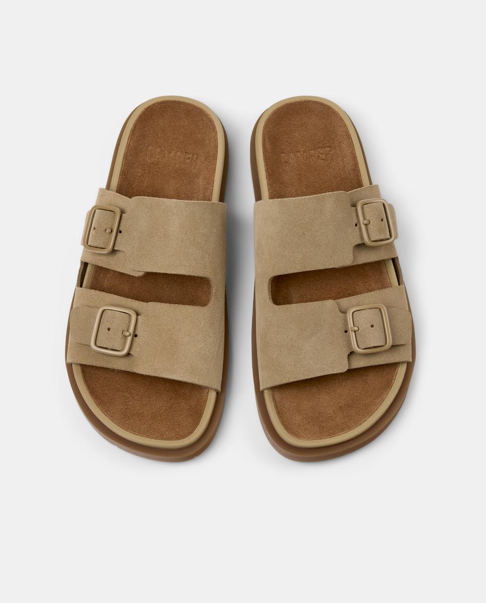 Sandalias planas de mujer de piel lluc sandal - Camper - Marrón claro Marrón claro-3