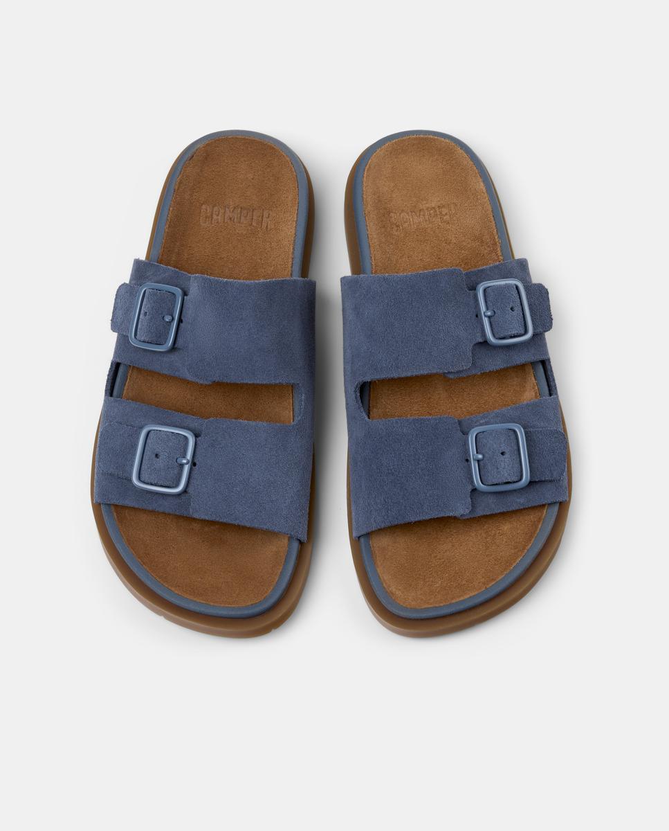 Sandalias planas de mujer de piel lluc sandal - Camper - Azul Azul-3