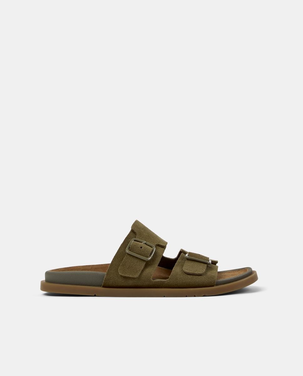 Sandalias planas de mujer de piel lluc sandal - Camper - Verde Oliva Verde Oliva-1