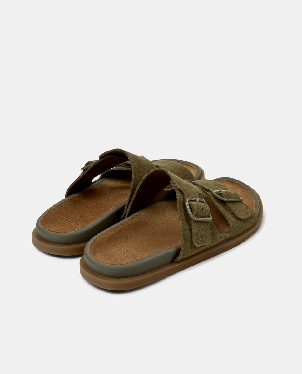 Sandalias planas de mujer de piel lluc sandal - Camper - Verde Oliva Verde Oliva-2